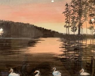 George Bennos, Landscape with Swans