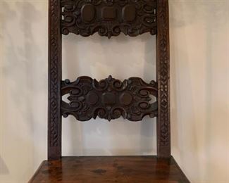 Arts and Crafts Carved Hall Chairs, PAIR