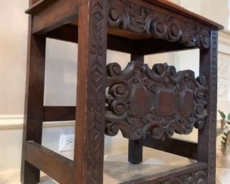 Arts and Crafts Carved Hall Chairs, PAIR