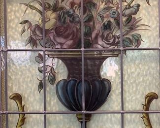 Painted Antique Leaded Glass Window