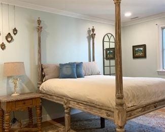 Classical Antique French Four Poster, Bernhardt Bed Side Tables, PAIR