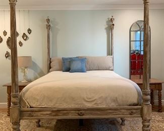 Classical Antique French Four Poster, Bernhardt Bed Side Tables, PAIR