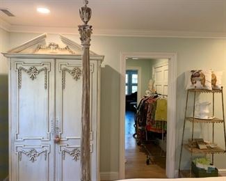 Louis XV Armoire with Wreath and Swag, Designer Children's Clothing, Antique Graduated Tiered Shelf