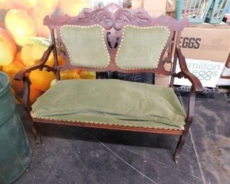 Antique solid wood settee love seat 