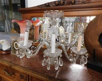 Antique 5 arm crystal chandelier
