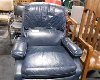 Blue Leather recliner Made in Italy 