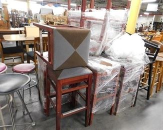 (9) Gar Furniture solid cherry nova suede padded square bar stools 