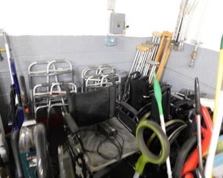 Assorted used medical accessories Walkers, crutches etc. 