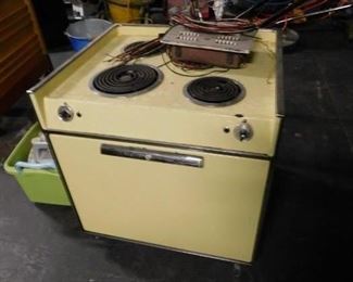 MCM Canary Yellow electric stove with wall mount controls 