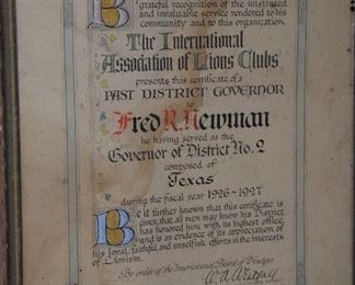 Lions Club 1927 document