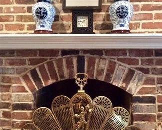 Brass Peacock Fireplace Screen