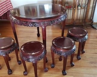 Cherrywood Chinese table with mother of pearl inlay
