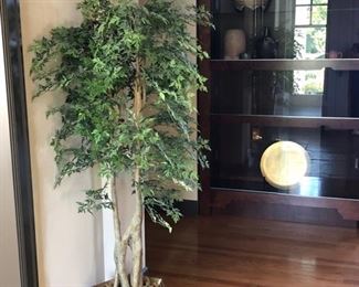 Faux Ficus in brass planter