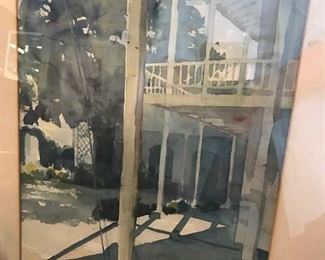 Brad Braune original watercolor. San Antonio Crafts Center?. 10 X 14 as seen in mat.