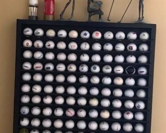 Bronze Golfer Statues, Collectible Golf Balls with Display Case