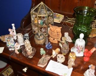 Owl Collection, Carved Jade, etc.