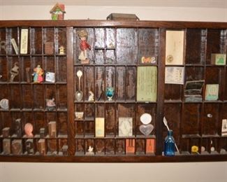 Antique Printer's Drawer with Miniatures 