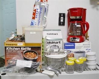 Pampered Chef, Black & Decker coffee maker, Cruisant Mini Prep Processor, Kitchen Kettle cooker, Tupperware, etc.
