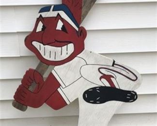 Lot 805
Hand Made Chief Wahoo Sign Large Cleveland Indians Mascot