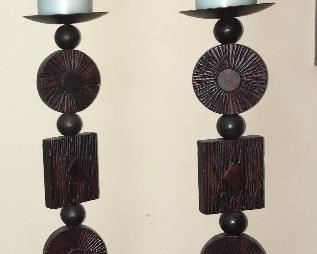 Pillar candle holders and candles
