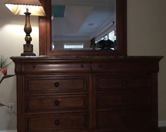 Cindy Crawford dresser and mirror, marble top