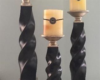 Pillar candle holders and candles