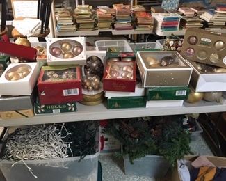 Large selection of Christmas and holiday ornaments. Many never used and in original boxes