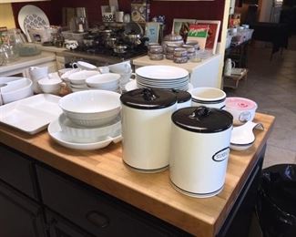 lightly used dishes and canister set