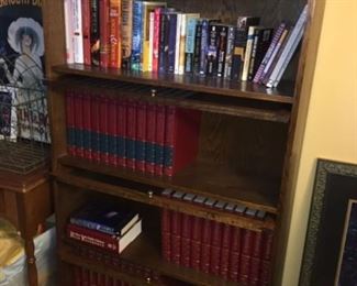 lawyer's book case,  vintage Encyclopedia Britannica set, misc books