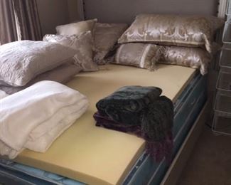 Queen head board and foot board is lovely, looks lighter in color than photo shows, mattress box spring set sold separately 