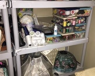 Sewing supplies, patterns, and lamp shades