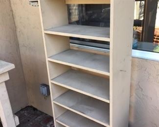 rustic wood shelf unit