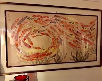Rare vintage hand painted & signed 100 coif fish