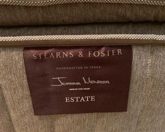 King size Stearns and Foster mattress and box springs, one year old, excellent condition