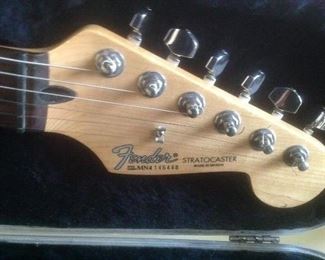 Fender guitar with case and sound system