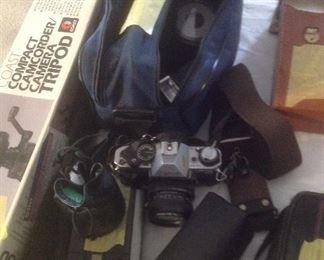 Canon AE -1 plus 2 lens and camera bag