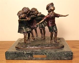 Bronze sculpture of children playing, D. H. Chiparus.