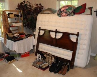 Lots of shoes, purses, queen size bed and more.  