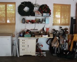 The garage is packed!  Small freezer, lots of golf clubs, Christmas and more.  