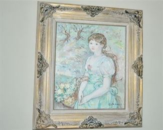 17. Signed Oil on Canvas of a Young Woman