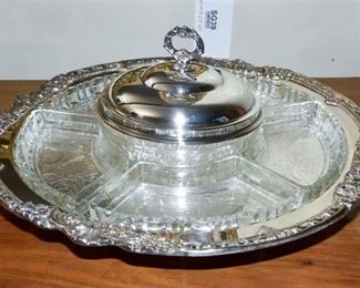 20. Silverplate and Glass Serving Tray