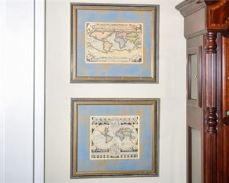 52. Two 2 Framed Antique Reproduction Maps