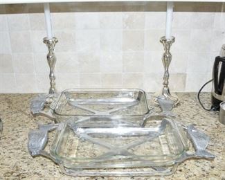 59. Pair of Fish Plates and Candlesticks