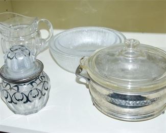 85. Glass Dishes with Silver Detail
