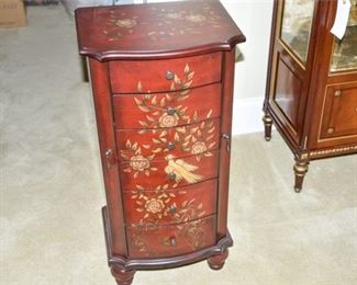 96. Hand Painted Wood Jewelry Cabinet