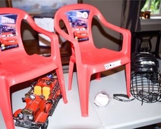 131. Pair of Childrens Cars Movie Plastic Chairs