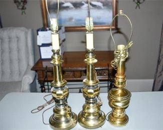 137. Three 3 Brass Table Lamps