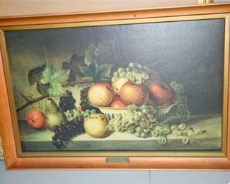 162. Still Life Print of Fruit in Frame
