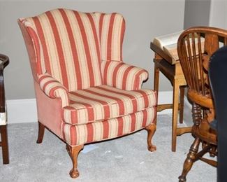 168. Red Striped Upholstered Armchair