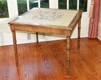 174. Vintage Table with Embroidered Top